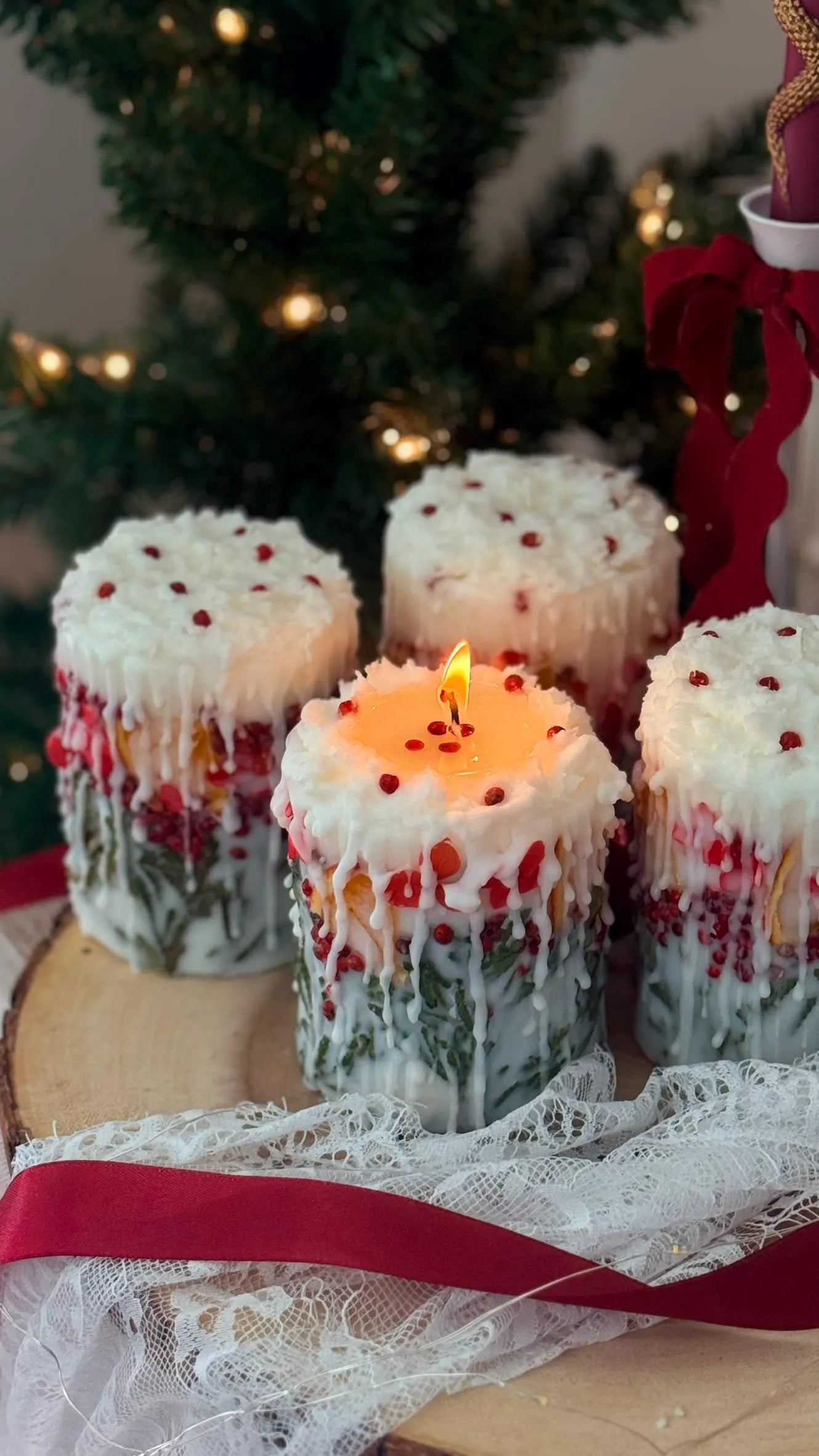 Christmas Candle: Rustic Holiday Decor with Fir Sprigs, Orange and Spices