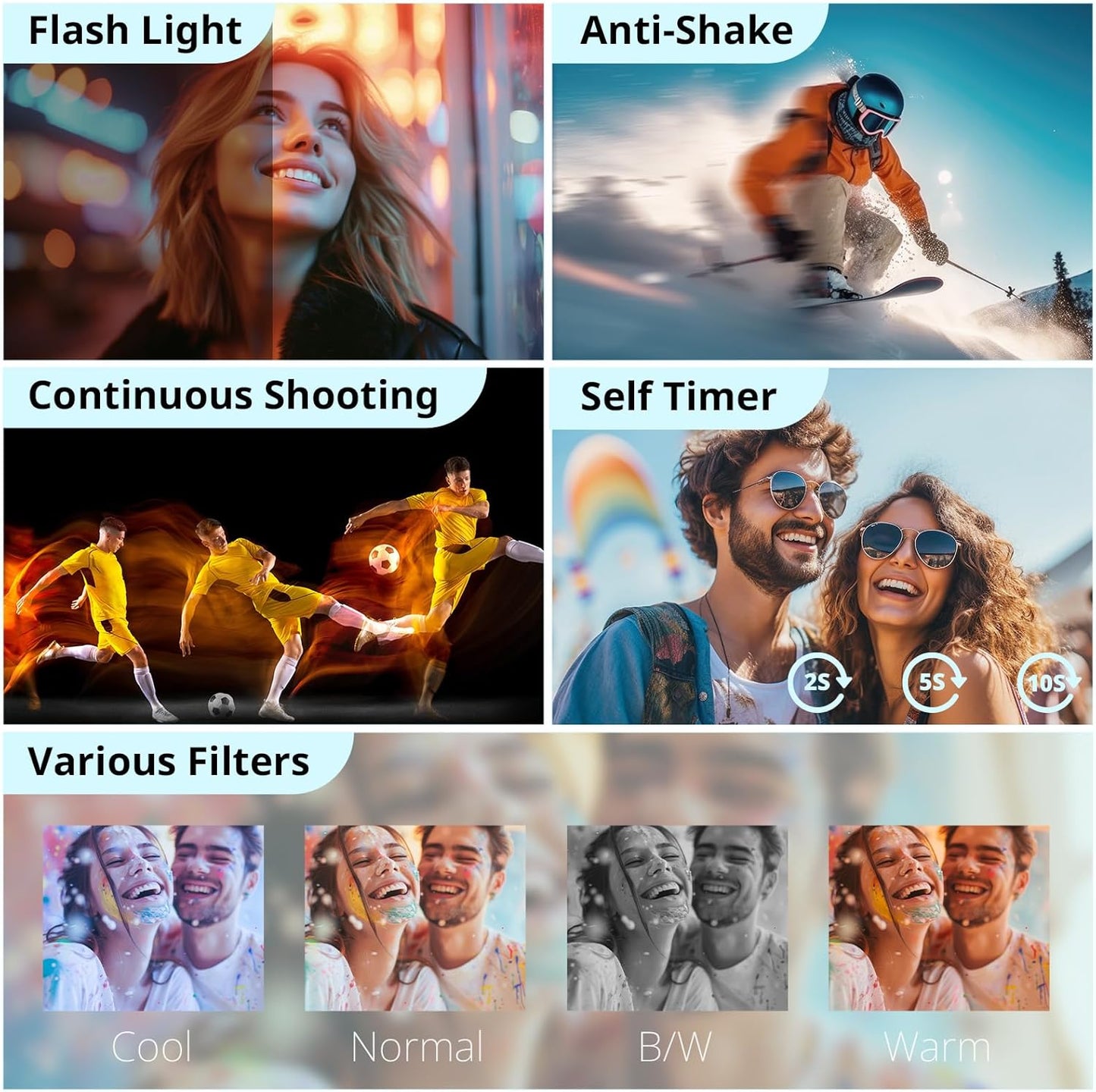 4K Digital Camera for Photography Autofocus, 2024 Latest 48MP Vlogging Camera for Youtube with SD Card, 2 Batteries, 3" 180°Flip Screen Compact Travel Camera for Teens with 16X Zoom, Anti-Shake,Black