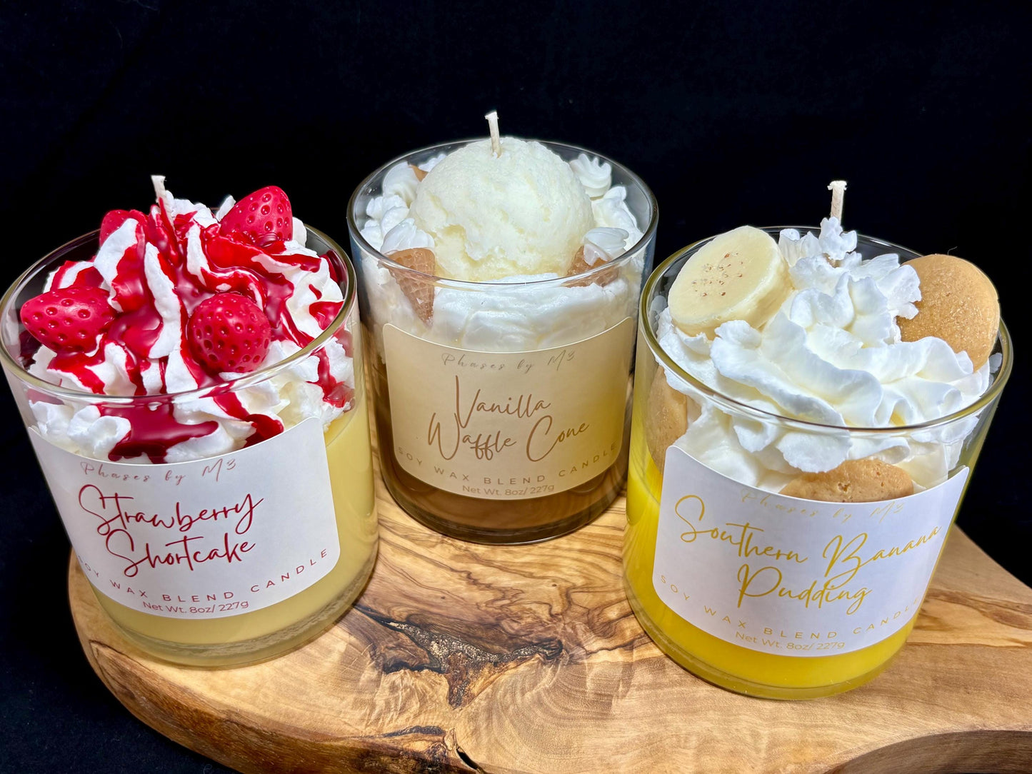 Dessert Collection Soy Wax Candles Salted Caramel Pretzel/Hot Fudge Brownie/Hot Baked Apple Pie/ Pumpkin Crunch Cake and More!
