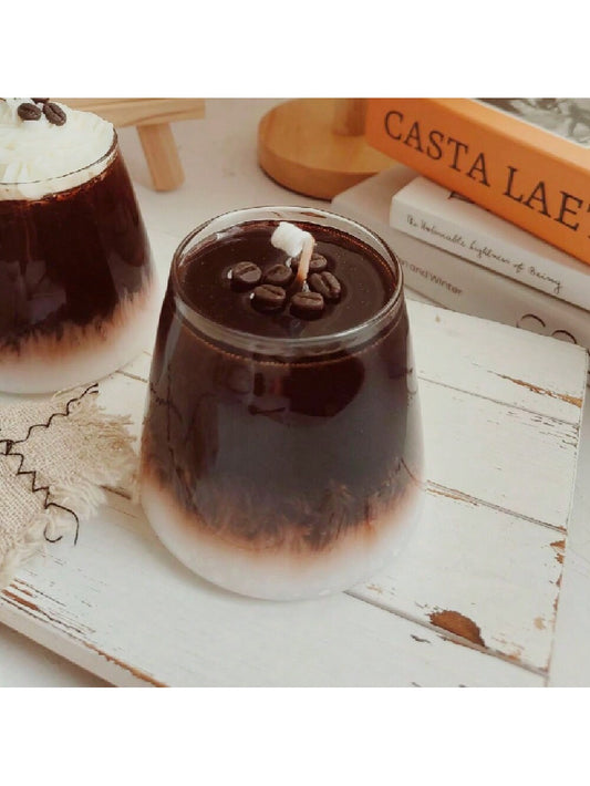 450G Coffee Ice American Black Coffee+Coffee Beans Real Aromatherapy Candle Shooting Props with Hand Gifts, Glass Cups, Jelly Wax Exquisite Gifts, Strong Aroma Aromatherapy Candles