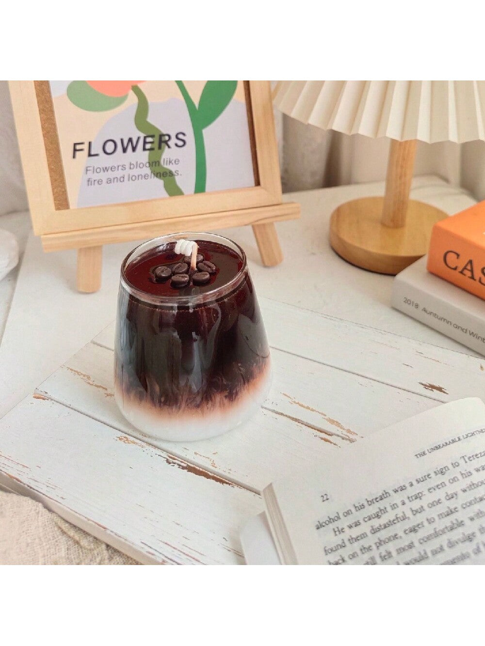 450G Coffee Ice American Black Coffee+Coffee Beans Real Aromatherapy Candle Shooting Props with Hand Gifts, Glass Cups, Jelly Wax Exquisite Gifts, Strong Aroma Aromatherapy Candles