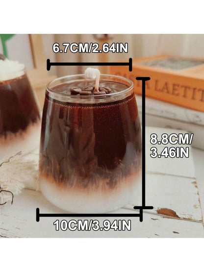 450G Coffee Ice American Black Coffee+Coffee Beans Real Aromatherapy Candle Shooting Props with Hand Gifts, Glass Cups, Jelly Wax Exquisite Gifts, Strong Aroma Aromatherapy Candles