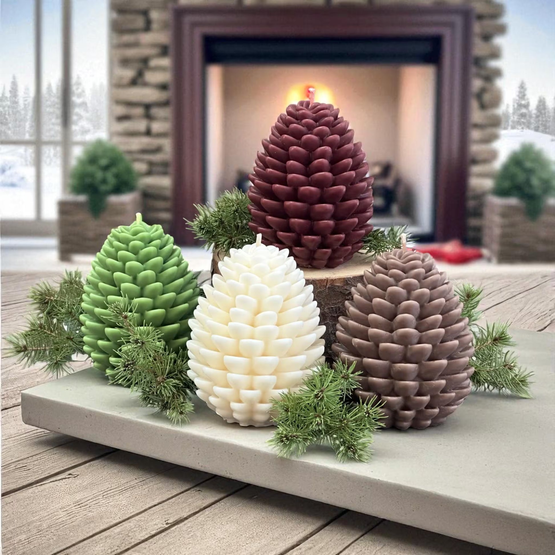 Holiday Pillar Candles, Large Pinecone Fall Holiday Candles, Choose Your Favorite Seasonal Scent, Decorative Candles, Handmade Holiday Gifts