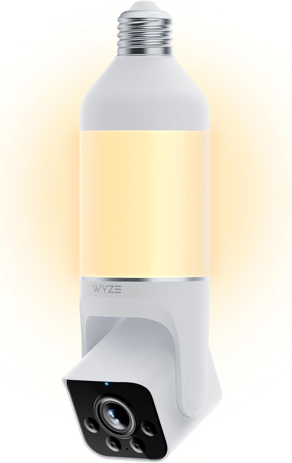 Bulb Cam Security Camera, 2K HD Outdoor Light Bulb Camera, Color Night Vision, Dimmable LED Bulb, Motion Detection, Siren Alarm, Works W/Alexa/Google Assistant. Free Expert Support