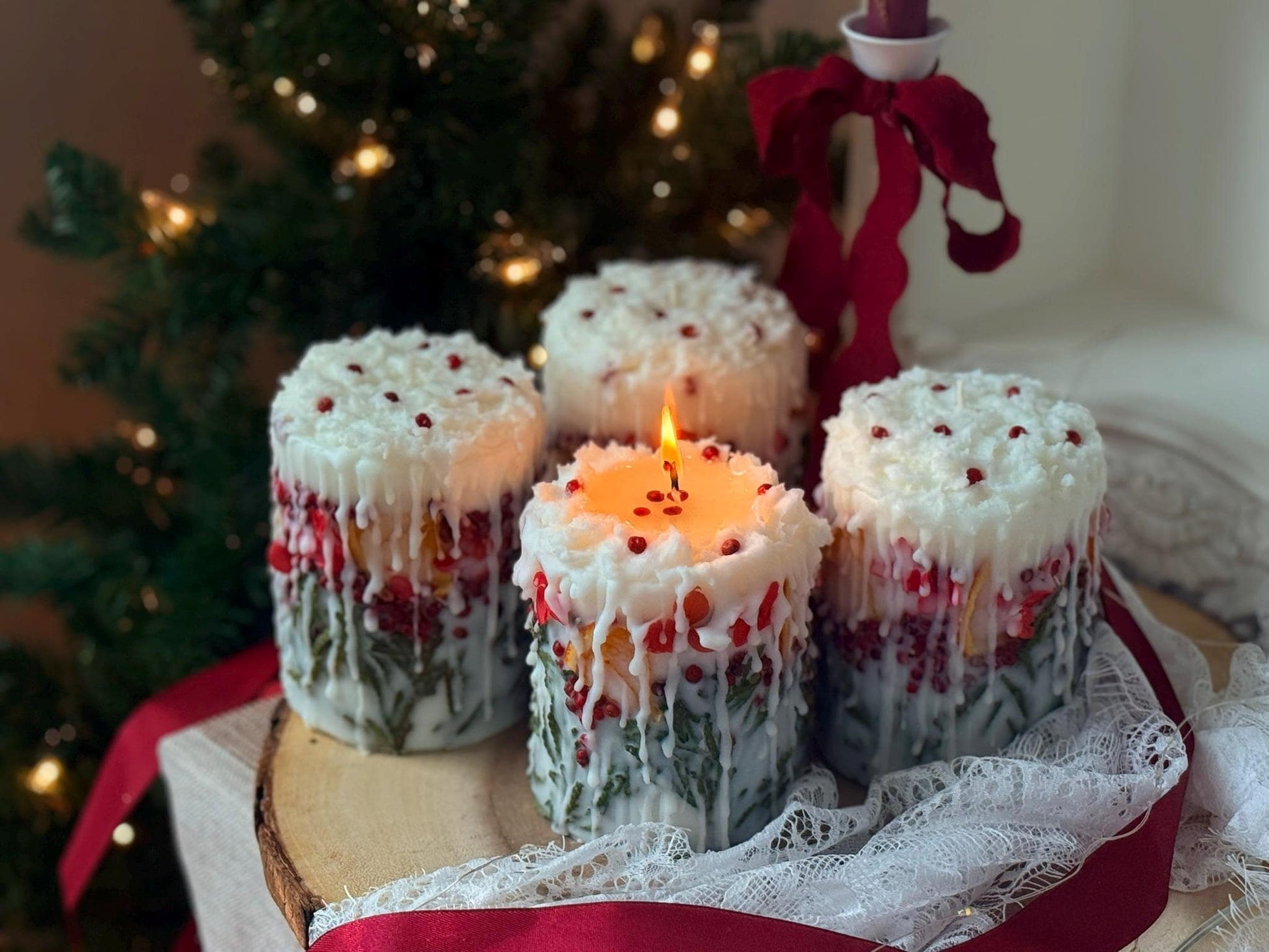 Christmas Candle: Rustic Holiday Decor with Fir Sprigs, Orange and Spices