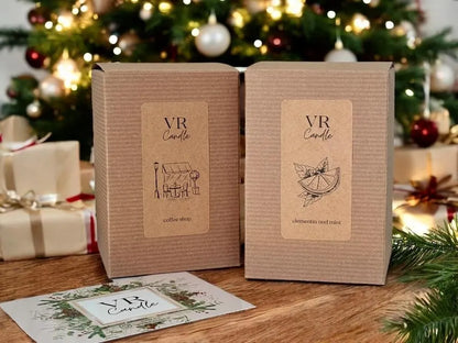 Christmas Candle: Rustic Holiday Decor with Fir Sprigs, Orange and Spices