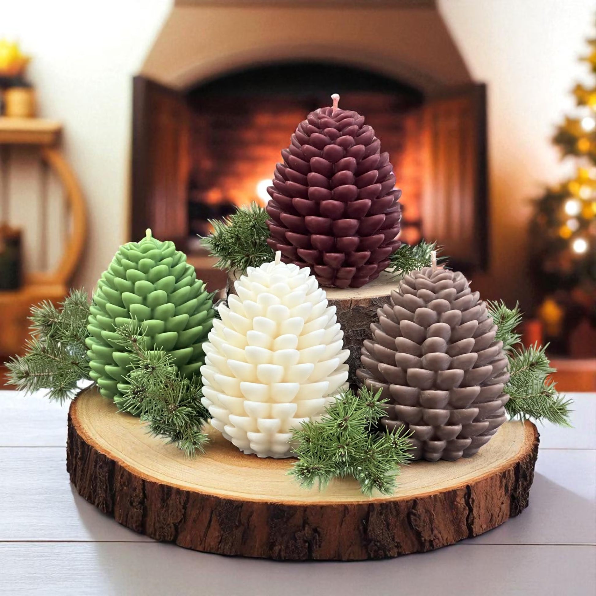 Holiday Pillar Candles, Large Pinecone Fall Holiday Candles, Choose Your Favorite Seasonal Scent, Decorative Candles, Handmade Holiday Gifts