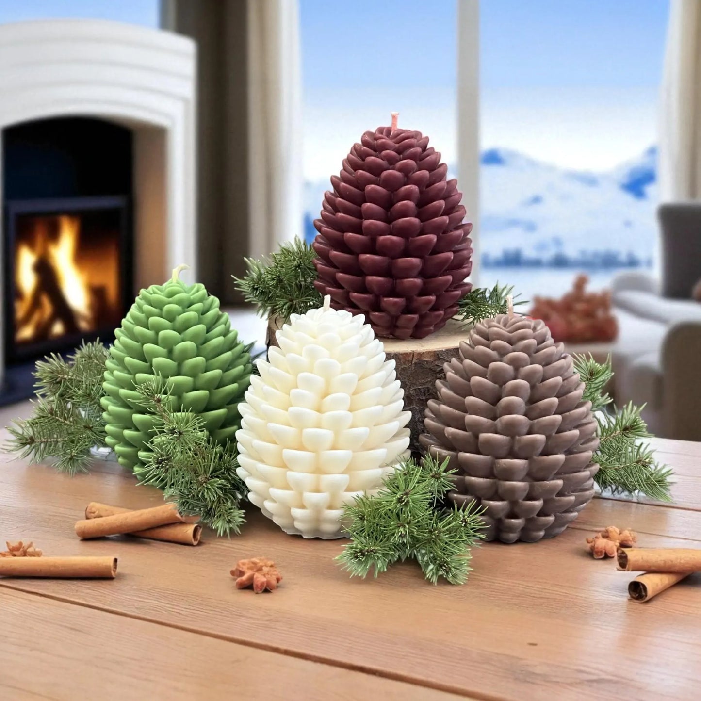 Holiday Pillar Candles, Large Pinecone Fall Holiday Candles, Choose Your Favorite Seasonal Scent, Decorative Candles, Handmade Holiday Gifts