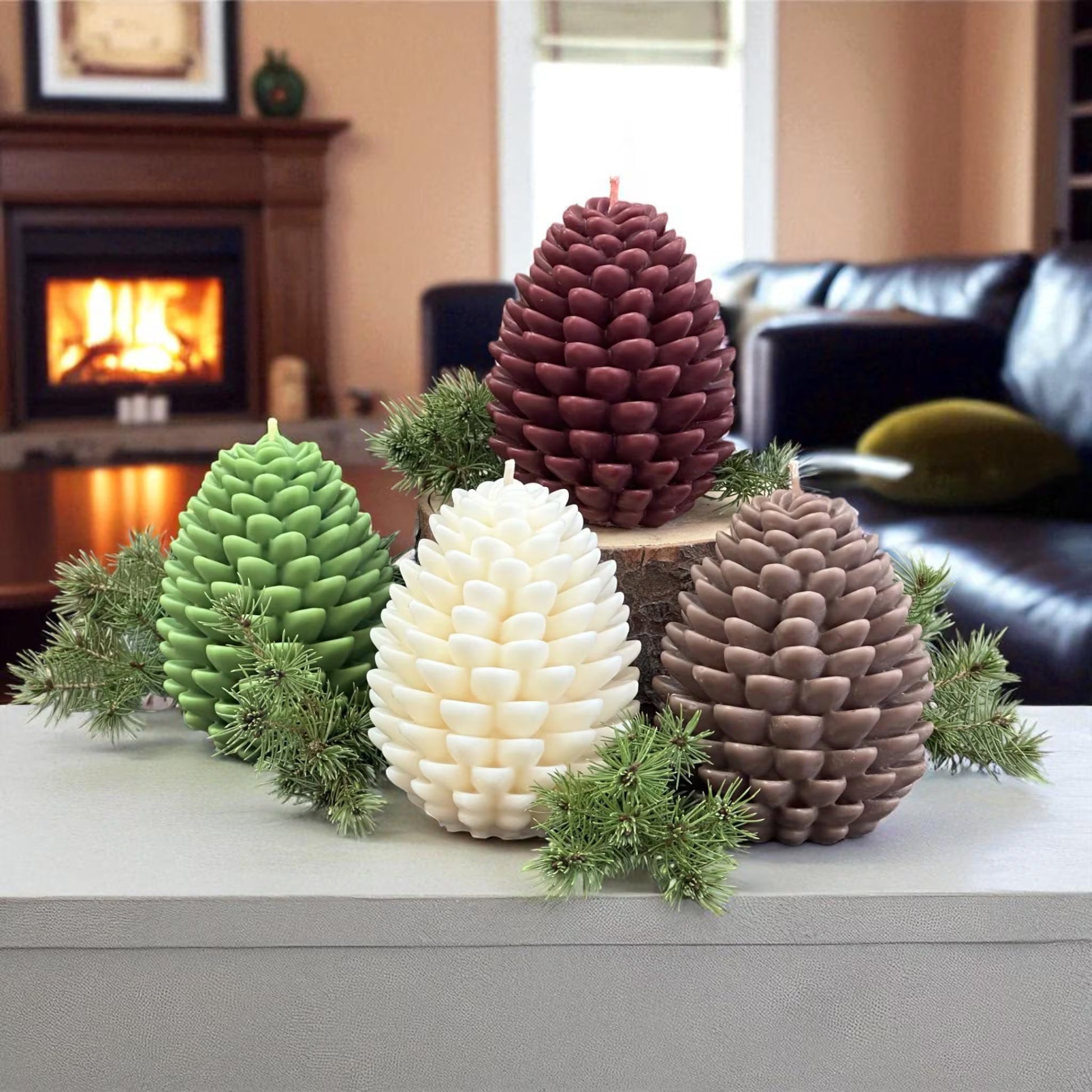 Holiday Pillar Candles, Large Pinecone Fall Holiday Candles, Choose Your Favorite Seasonal Scent, Decorative Candles, Handmade Holiday Gifts