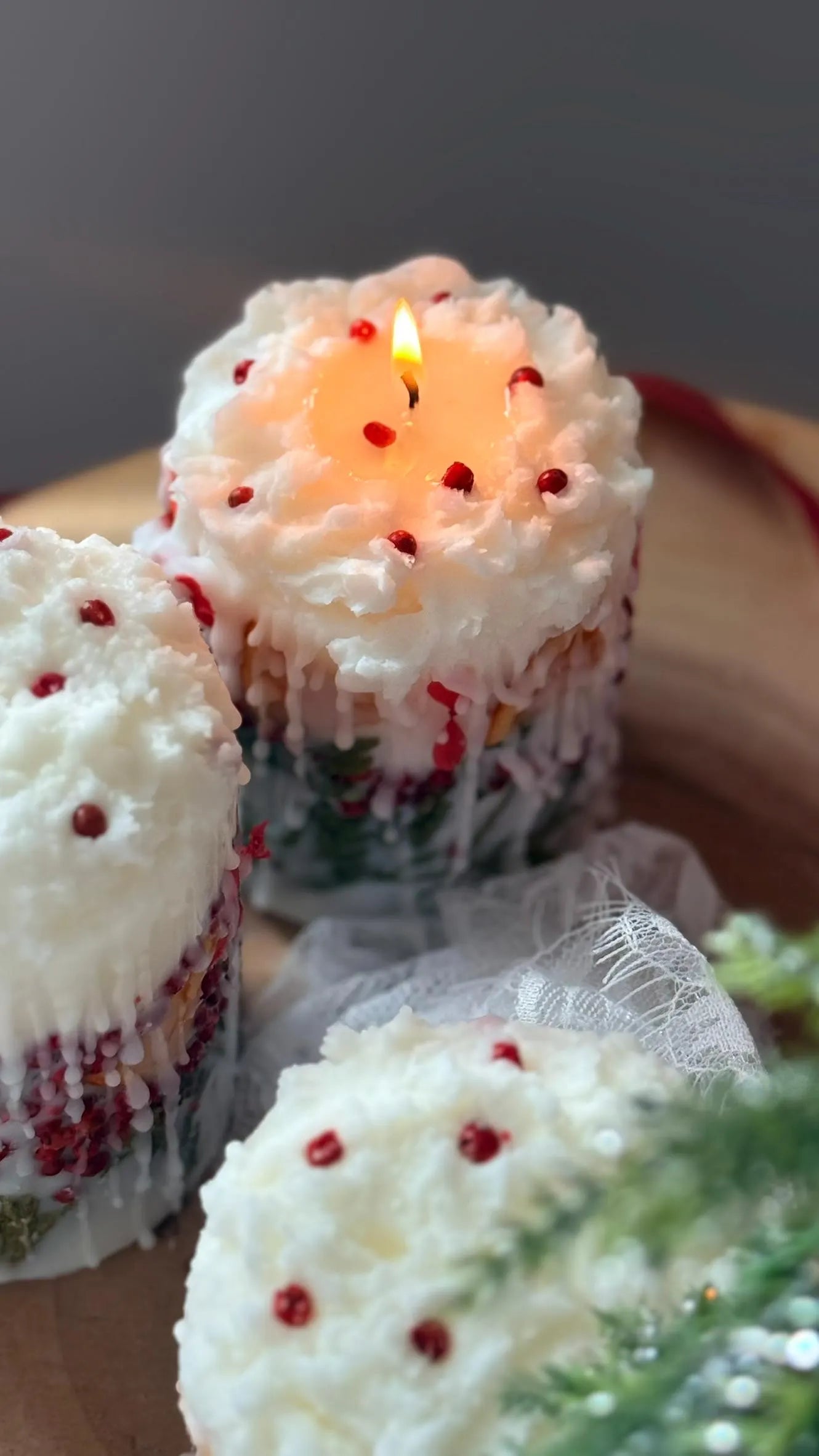 Christmas Candle: Rustic Holiday Decor with Fir Sprigs, Orange and Spices