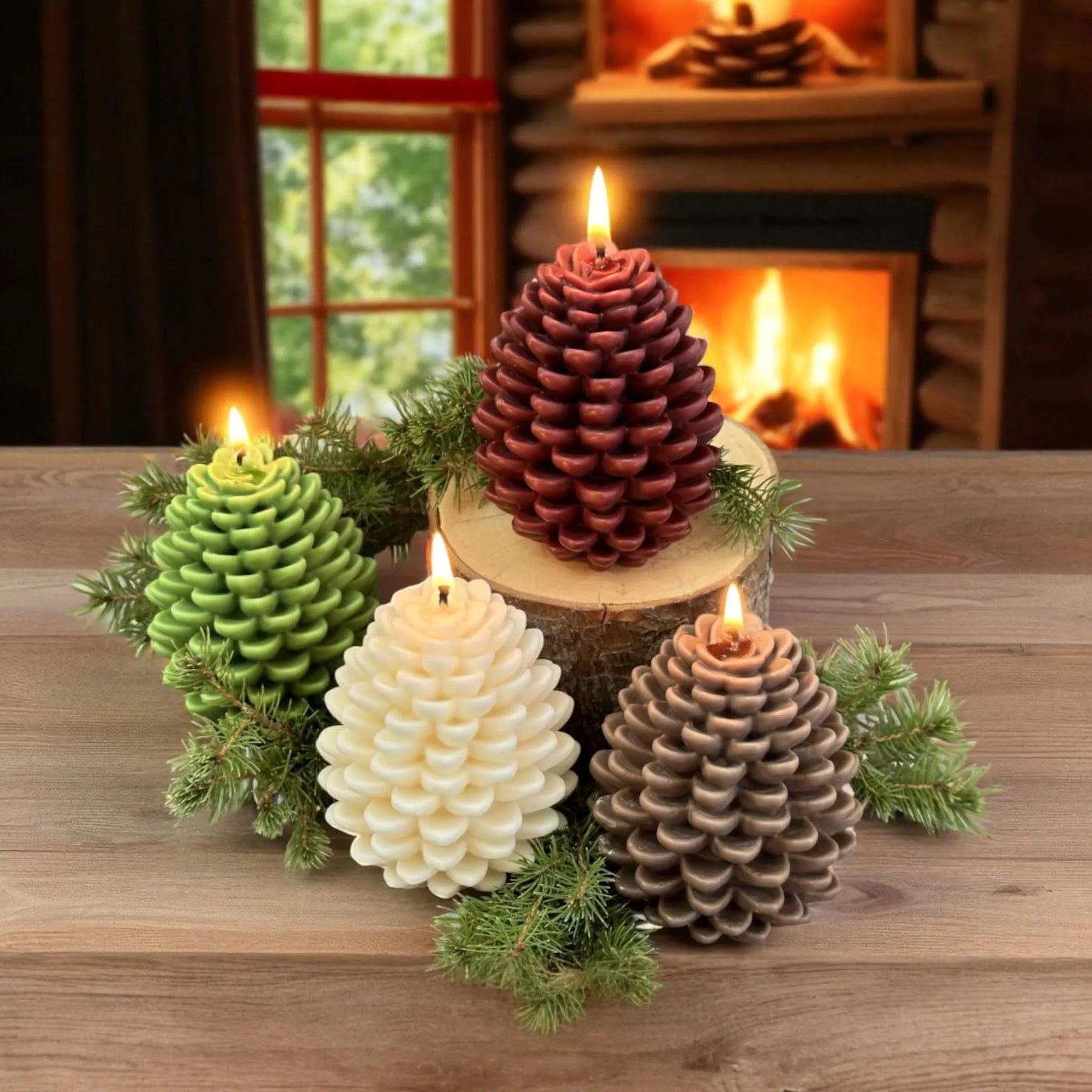 Holiday Pillar Candles, Large Pinecone Fall Holiday Candles, Choose Your Favorite Seasonal Scent, Decorative Candles, Handmade Holiday Gifts