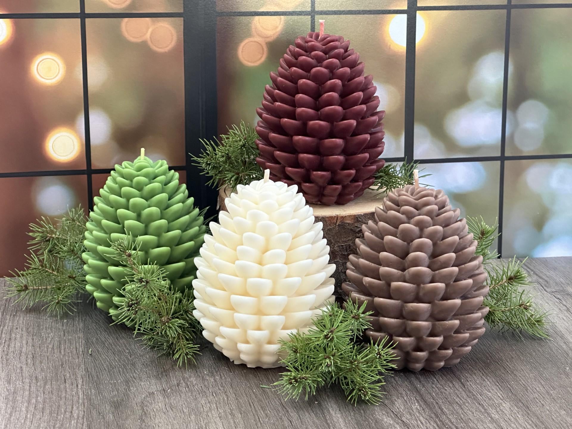 Holiday Pillar Candles, Large Pinecone Fall Holiday Candles, Choose Your Favorite Seasonal Scent, Decorative Candles, Handmade Holiday Gifts