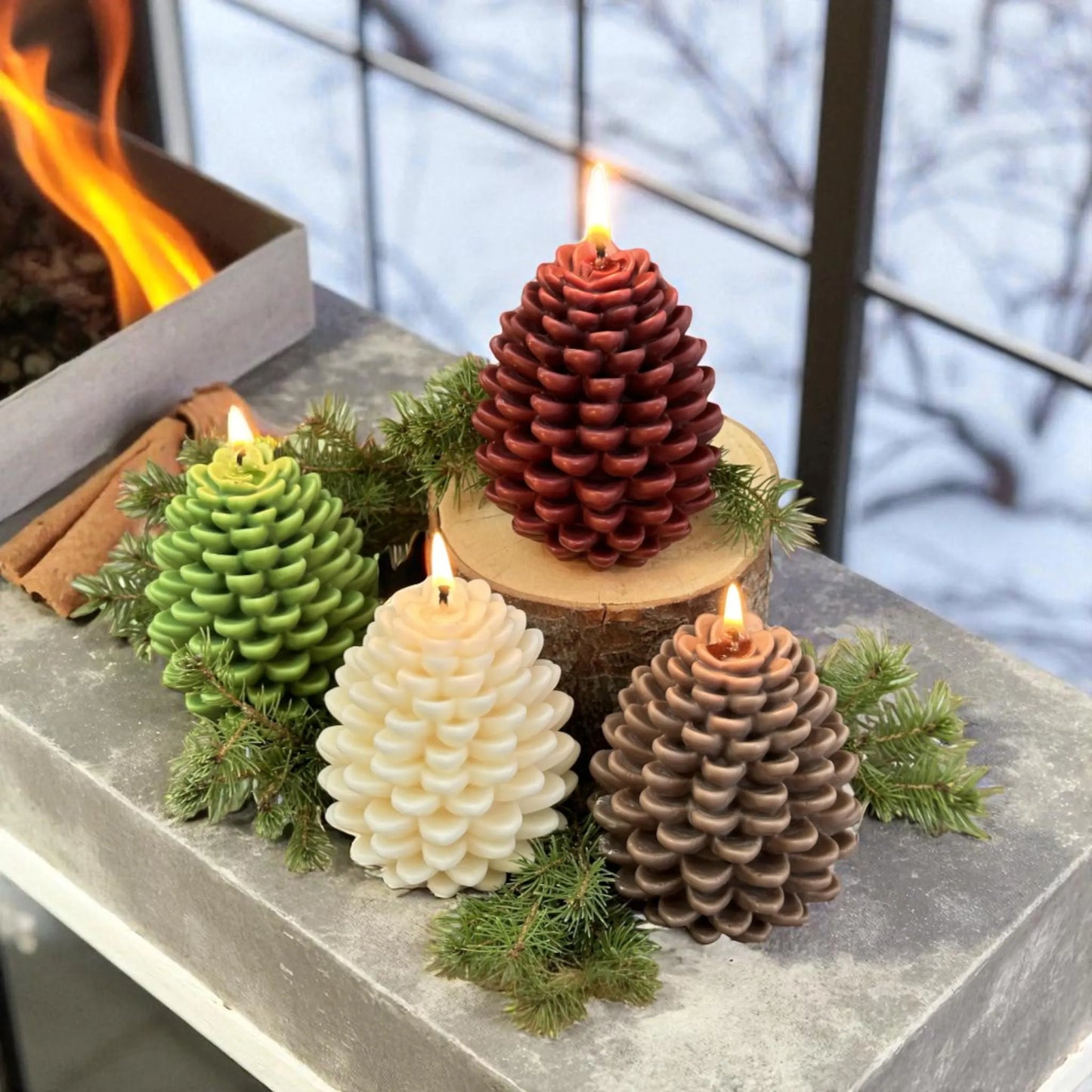 Holiday Pillar Candles, Large Pinecone Fall Holiday Candles, Choose Your Favorite Seasonal Scent, Decorative Candles, Handmade Holiday Gifts