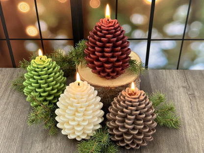 Holiday Pillar Candles, Large Pinecone Fall Holiday Candles, Choose Your Favorite Seasonal Scent, Decorative Candles, Handmade Holiday Gifts
