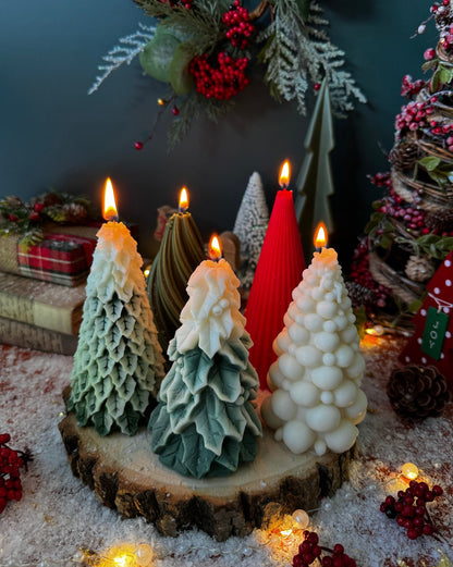 Christmas Tree Candle in Variety of Shapes: Holiday Scented Soy Candle / Xmas Decor