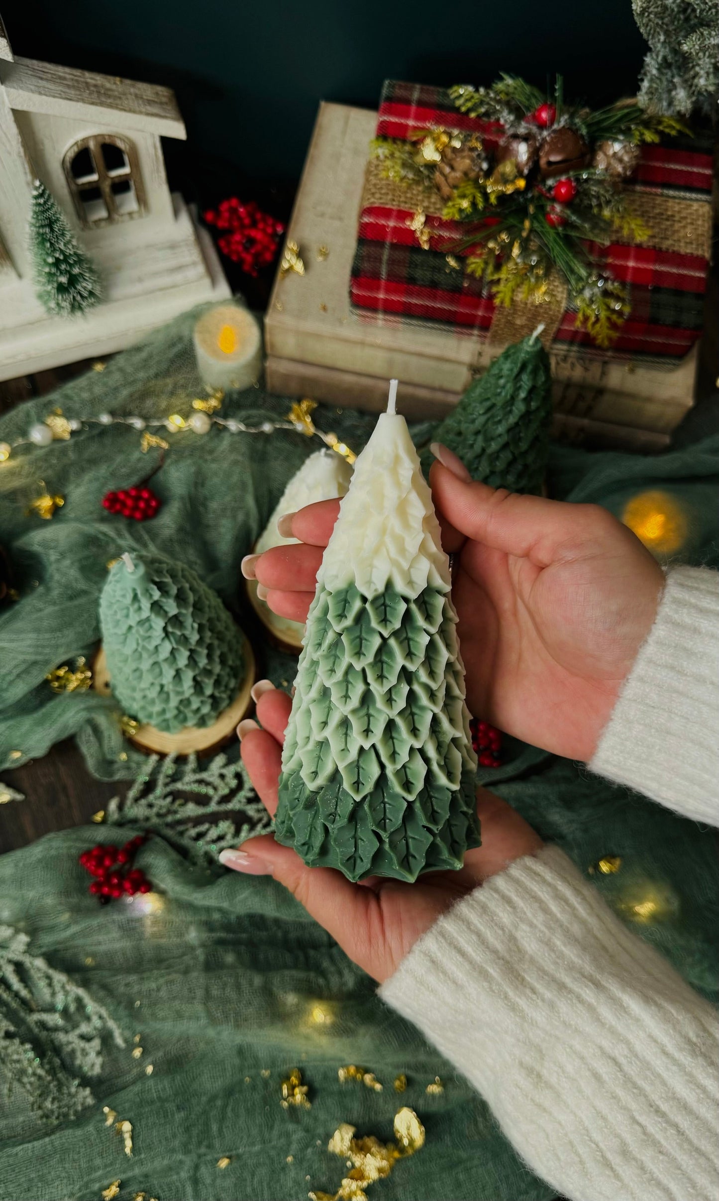 Christmas Tree Candle in Variety of Shapes: Holiday Scented Soy Candle / Xmas Decor