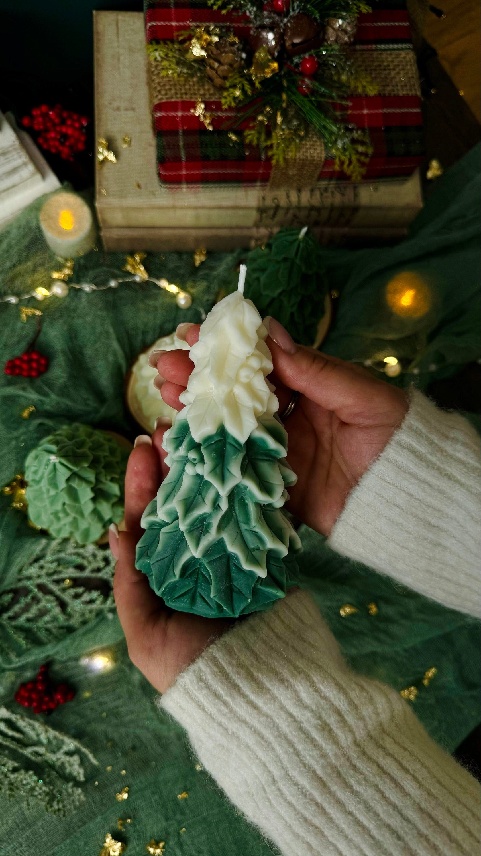 Christmas Tree Candle in Variety of Shapes: Holiday Scented Soy Candle / Xmas Decor